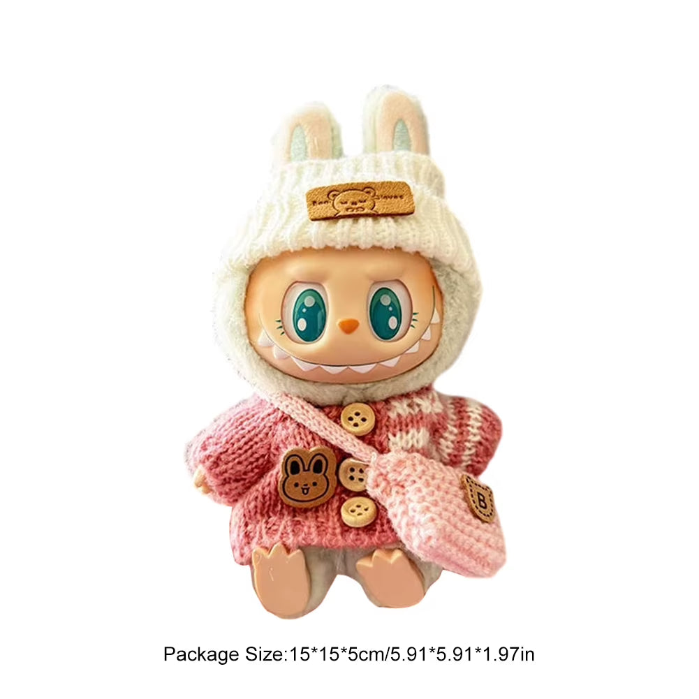 For Labubu V1 V2 Idol Cute Doll Little Clothes Plush Doll Changing Clothes Cartoon Cute Clothes Suit Dolls Accessories Auto Deco