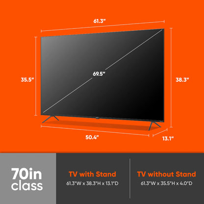 70" Class 4K UHD LED Roku Smart TV, 100012588